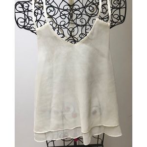 Strapped cream silky tank